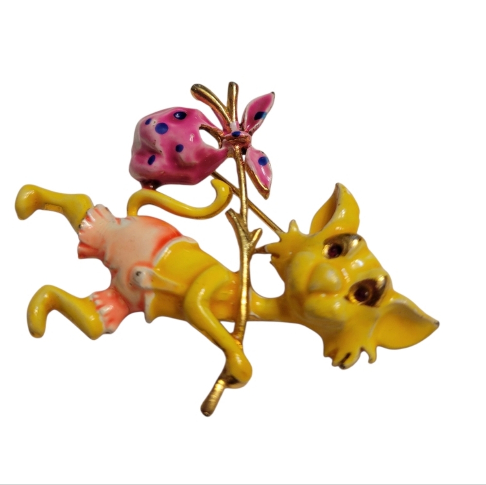 Vintage Hobo Cat Brooch Marked LG - Picture 3 of 8